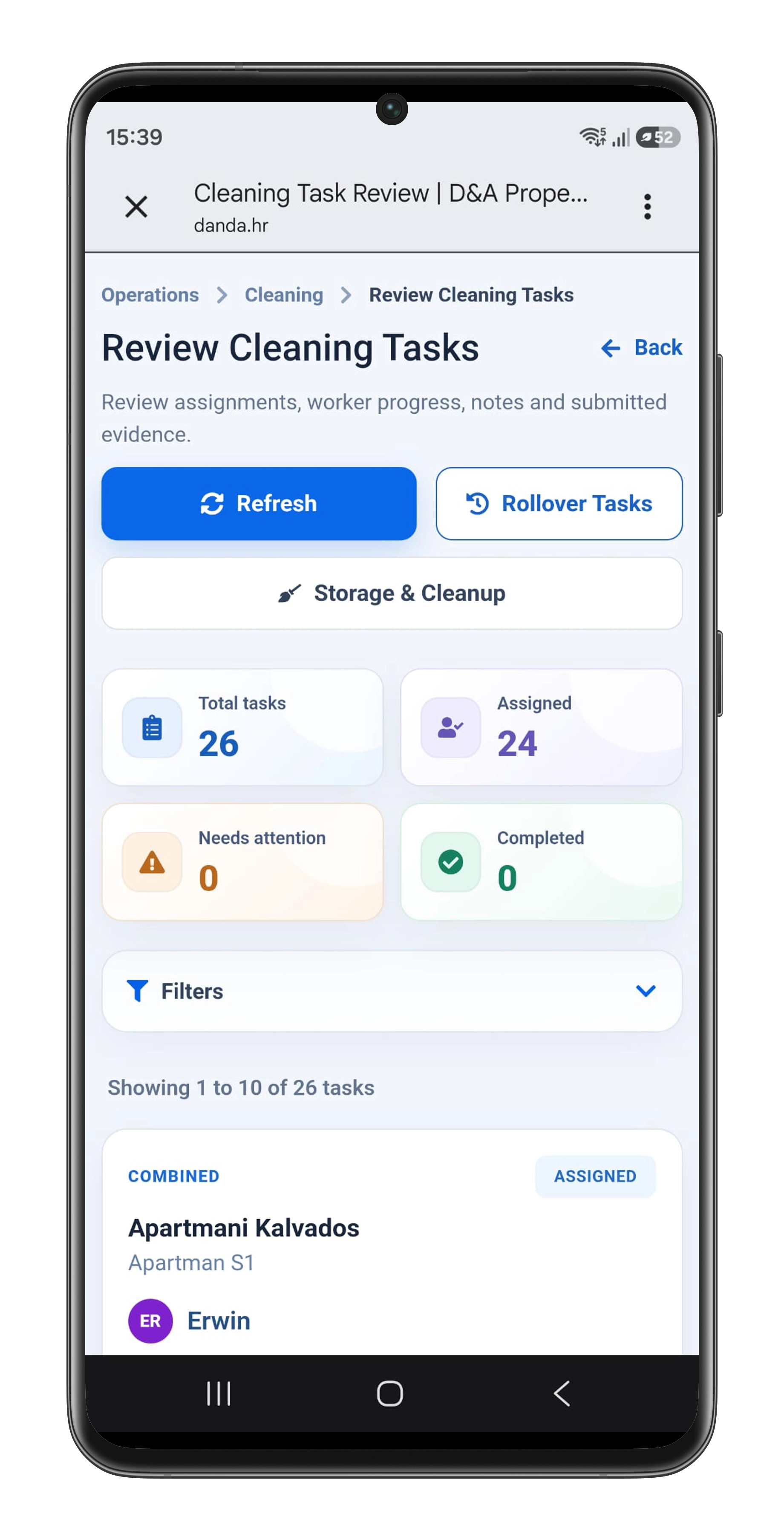 D&A mobile cleaning workflow placeholder