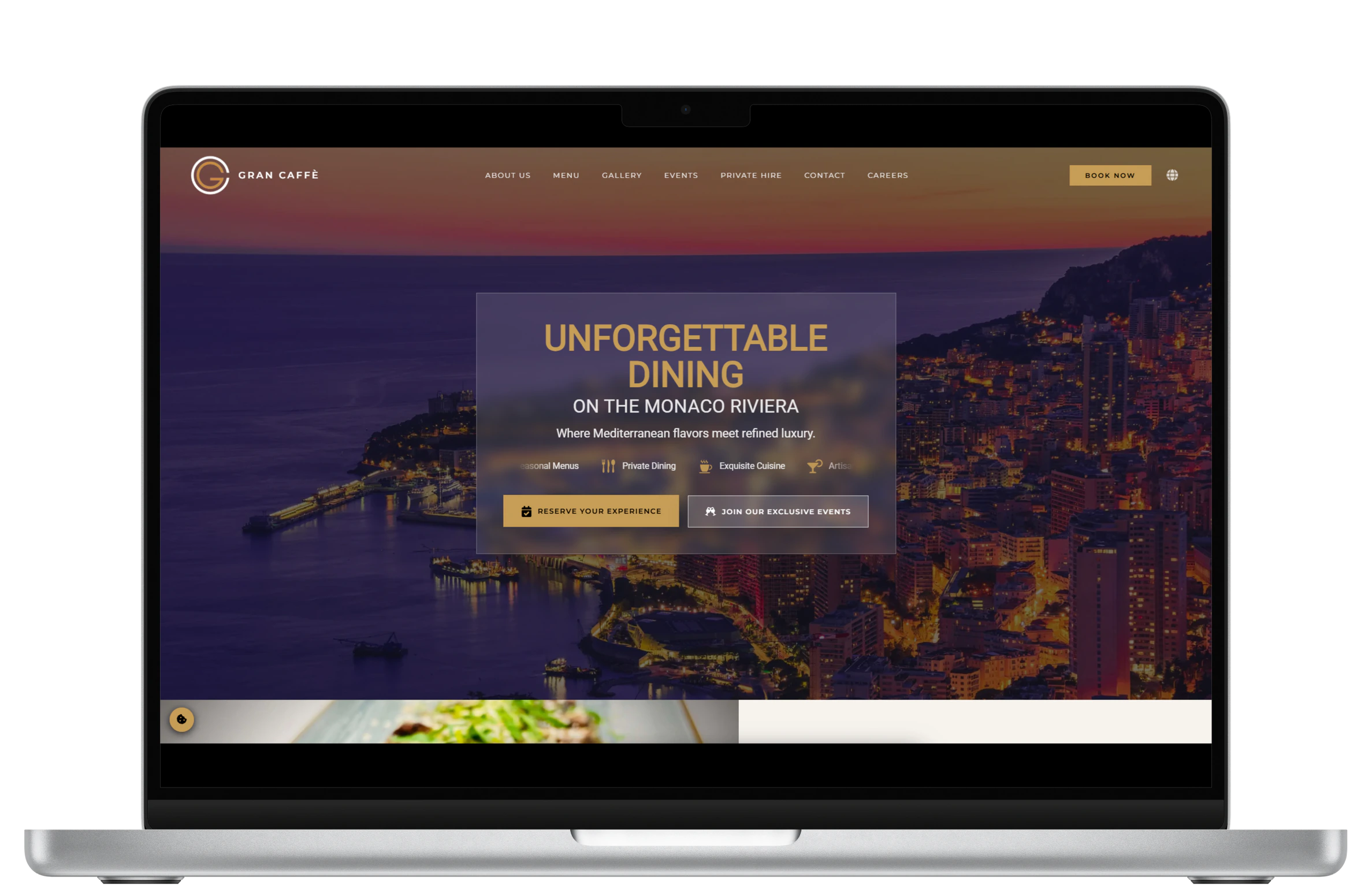 Gran Caffe Monaco desktop mockup