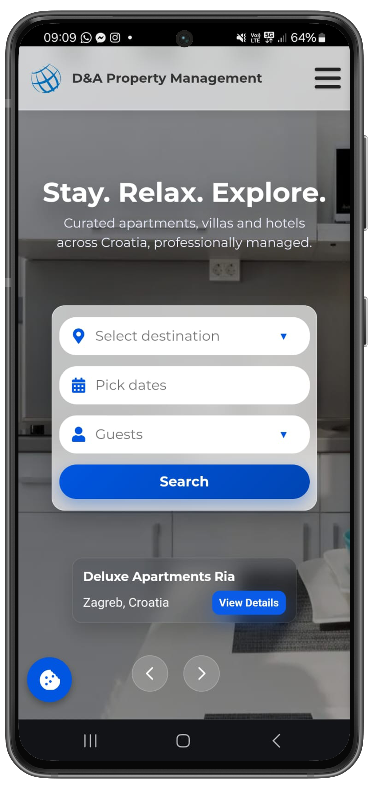 D&A Property Management mobile view